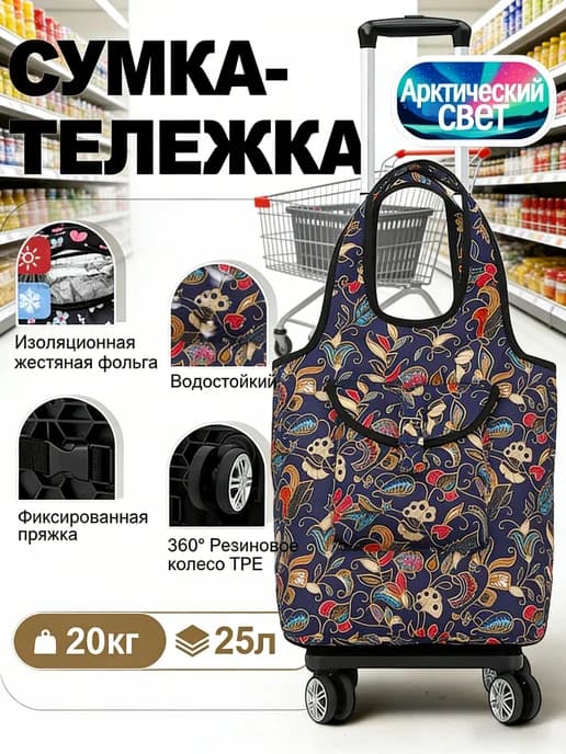 Сумка-тележка хозяйственная на колесах