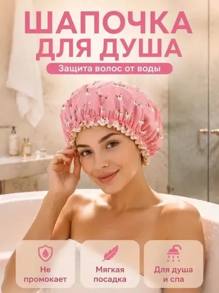 Водонепроницаемая двухслойная женская шапочка для душа