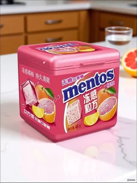 Mentos со вкусом апельсина и грейпфрута 46 грамм, 1 шт жевательная резинка кубиками без сахара