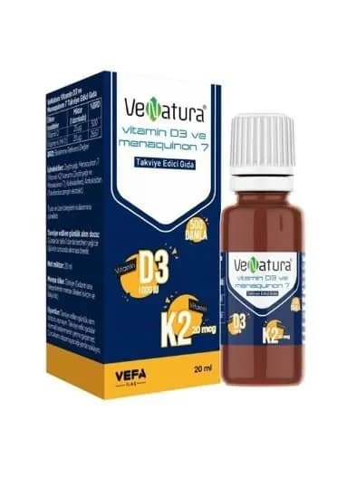 VeNatura Vitamin D3 1000 IU ve Vitamin K2 (пищевая добавка: Витамин D3 1000 МЕ + Витамин K2)