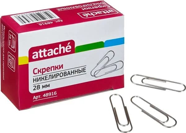 Скрепки Attache никелированные 28мм 100шт