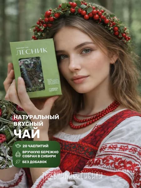 Чай подарочный травяной в коробке с ягодами и шишками Лесник 25 гр.