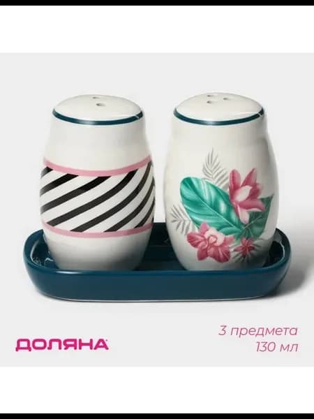 Набор для специй Доляна «Тропики», солонка, перечница, 130 м