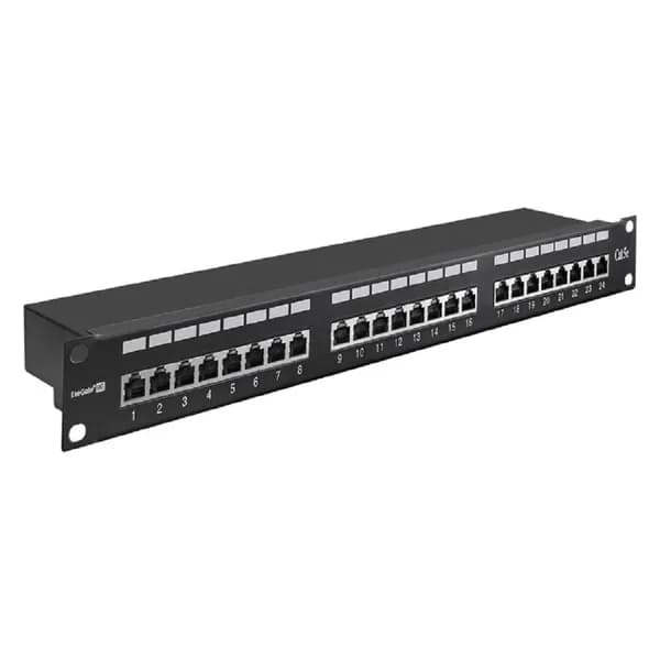 Exegate EX281083RUS Патч-панель FTP 19" 24 port кат.5e ExeGate разъём KRONE&110 (dual IDC), 1U, RoHS, цвет черный