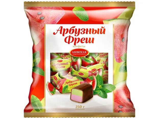 Азовская кондитерская фабрика конфеты Помадные Арбзный фреш, 250 гр//
