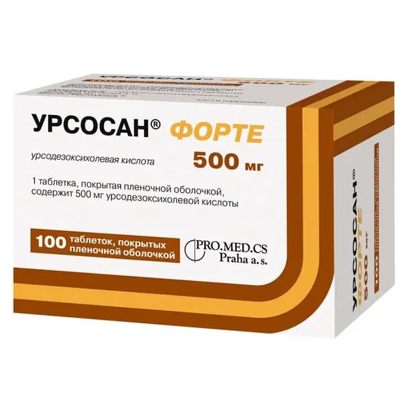 Урсосан Форте, таблетки покрыт. плен. об. 500 мг, 100 шт.