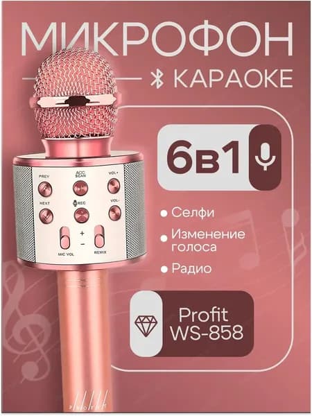 Микрофон для девочки караоке беспроводной с колонкой