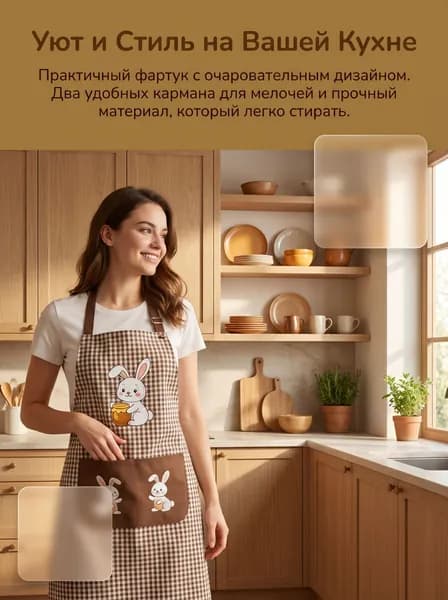 Фартук кухонный  1шт, хаки