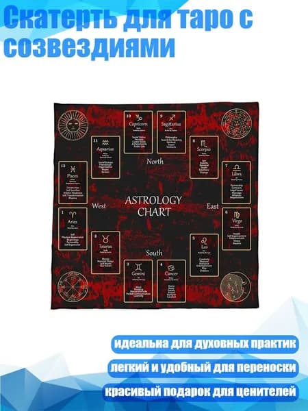 Скатерть для таро с созвездиями, - Размер 60x60 см