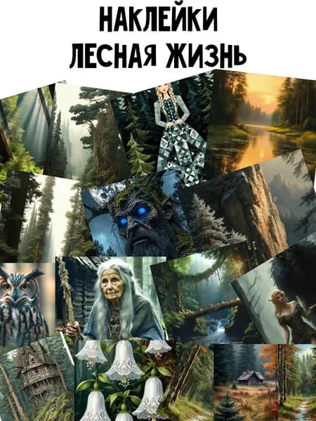 Набор наклеек Лесная жизнь 16 штук