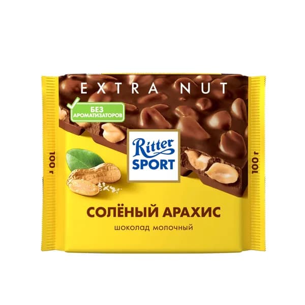 Шоколад молочный Ritter Sport с солёным арахисом, 100 г