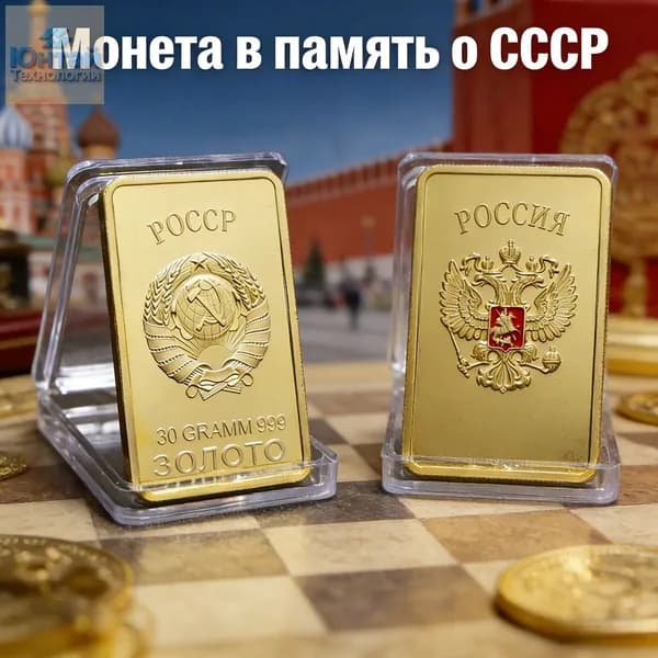 Золотая медаль СССР коллекционная квадратная