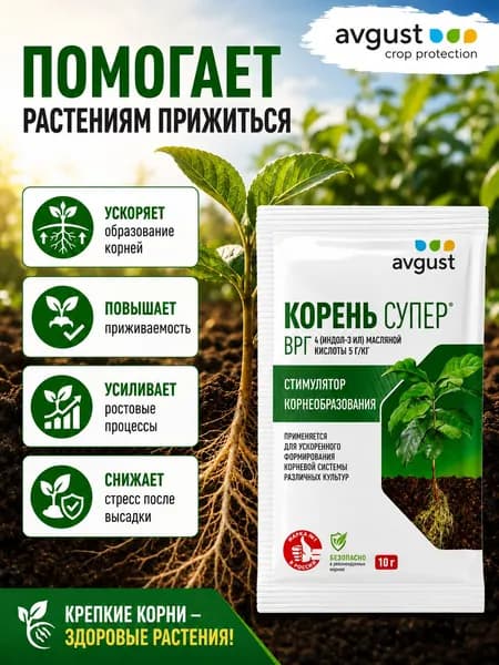 Корень Супер 10 г удобрение для корнеобразования саженцев и черенков плодовых, ягодных, декоративных культур