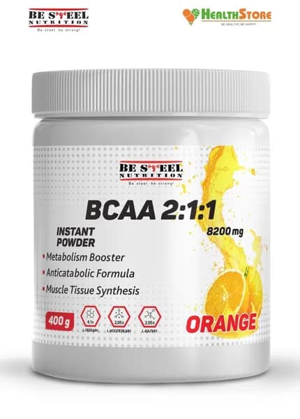 БЦАА быстрорастворимый, Be Steel Nutrition BCAA Instant 2:1:1 400г (апельсин)