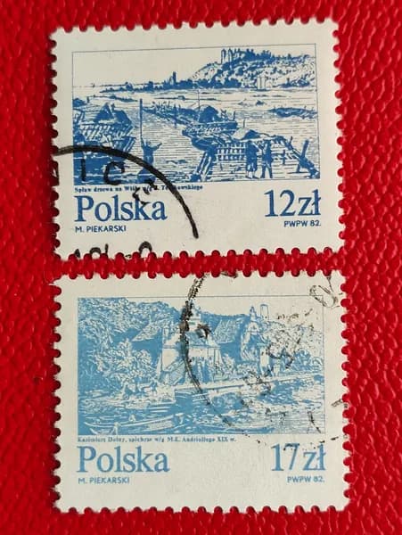 Марки Польша 1982. "Река Висла". Гашение - См фото.