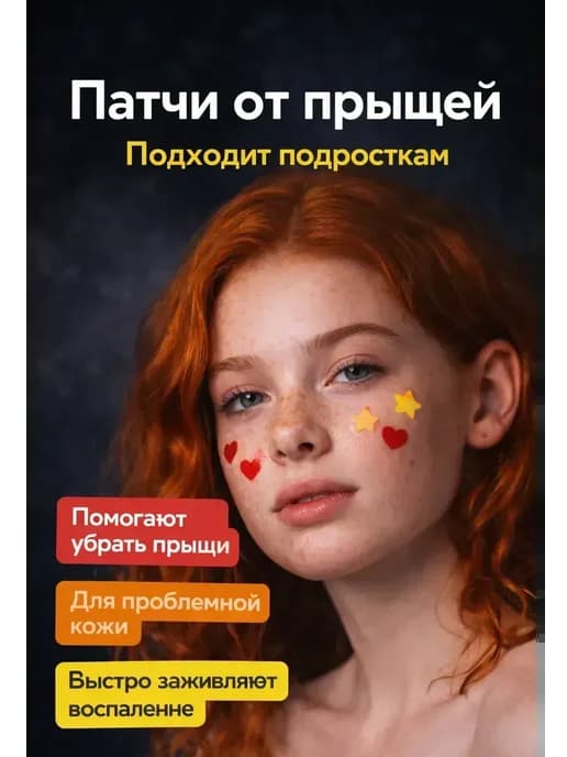 Патчи от прыщей звездочки и сердечки точечные