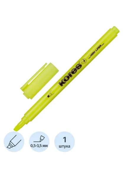 Маркер водный для выделения текста Kores 36201, желтый