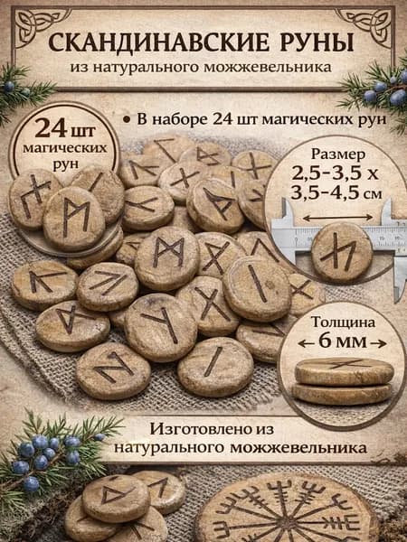 Скандинавские руны из натурального можжевельника