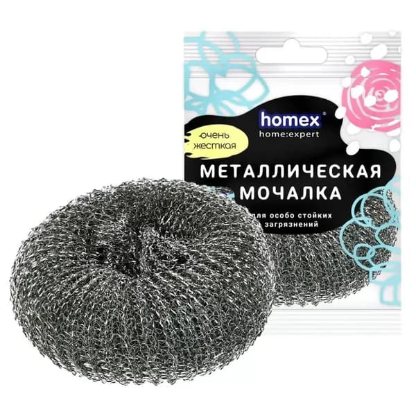Губка для посуды Homex металл, плетеная, очень жесткая