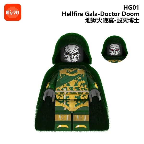 HG01HG04, Марвел, супергерои, Доктор Дум, Человек-паук, Циклоп, минифигурки, конструктор, совместимые с Lego.
