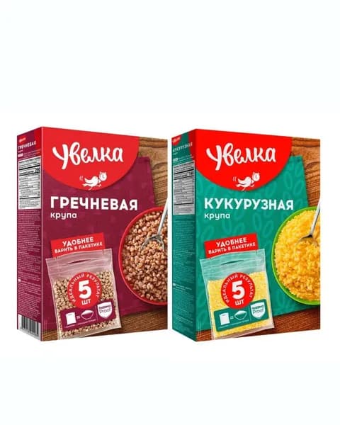 Крупа Гречневая и Кукурузная Увелка, 2 шт по 5пак