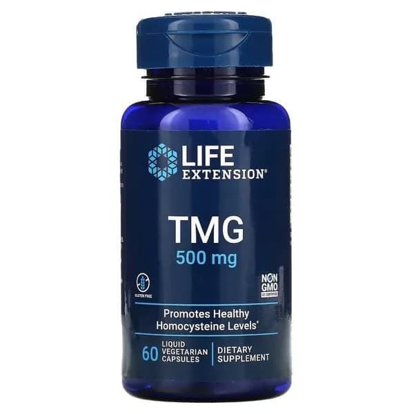 Life Extension TMG, триметилглицин, 500 мг 60 вегетарианских капсул