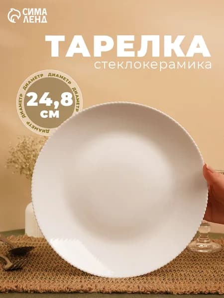 Тарелка обеденная, диаметр 24 см "Лунный свет", стеклокерамика