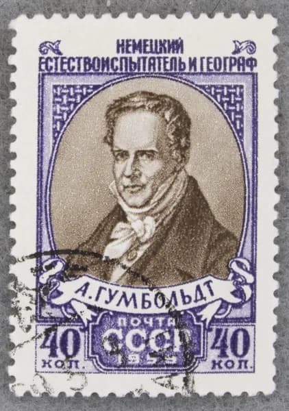 Почтовая марка "100 лет со дня смерти Александра Гумбольдта (1769-1859)". Номинал 40 коп. СССР. 1959 год. (Загорский 2220)