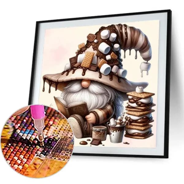 Диамантная картина Кофе-гном в стиле мультфильма, 30 30 см, из смолы