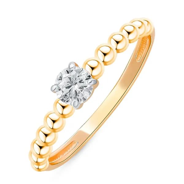 Кольцо женское с фианитом серебро 925 пробы 585GOLD