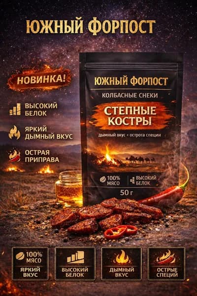 Колбасные снеки Степные Костры (копченая паприка), премиум