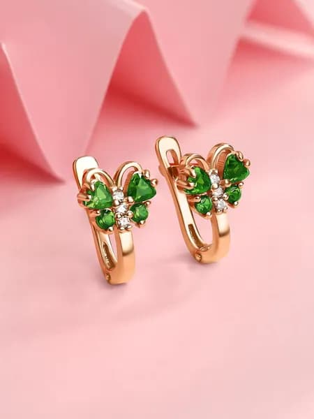 Детские серьги бабочки серебро 925 с фианитами