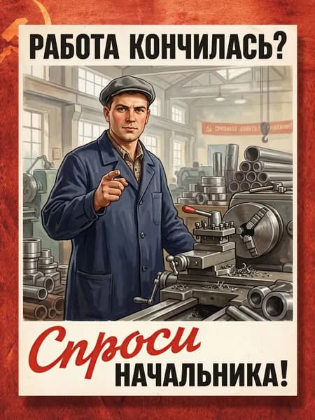 Постер "СССР_Работа кончилась?", 40 см х 30 см
