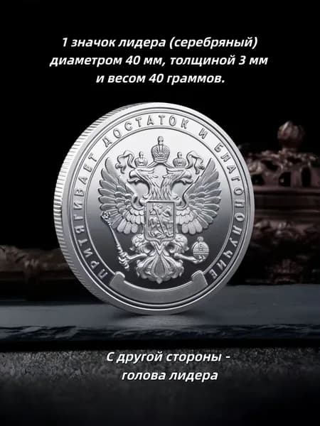 1 значок лидера (серебряный)