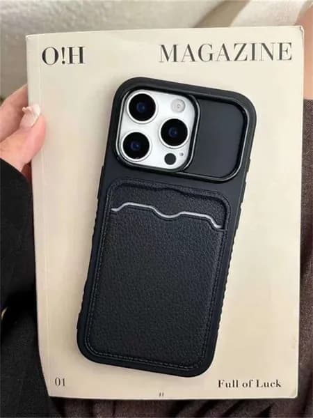 чехол для Apple iPhone 17 (Айфон 17) С карточным пакетом, текстурой кожи,мягкий case