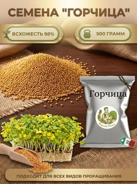 Семена для проращивания микрозелени "Горчица" 50 грамм