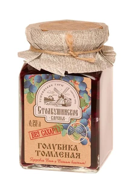 Столбушино Варенье Голубика томленая ягода без сахара, 230 мл