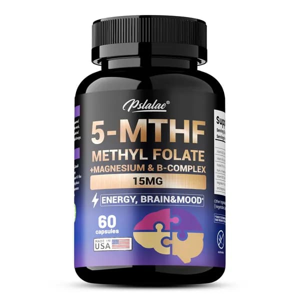 Капсулы Pslalae 5-MTHF с активной фолиевой кислотой - цитрат магния, комплекс витаминов группы В - повышение энергии, улучшение настроения