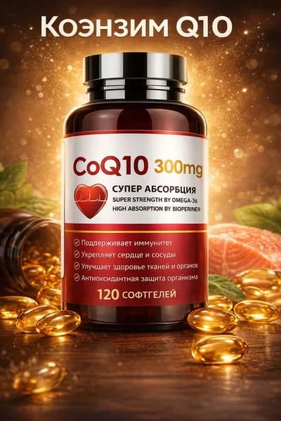 Коэнзим Q10 300 мг, высокоэффективная добавка, антиоксидант, для здоровья сердца, 120 капсул.