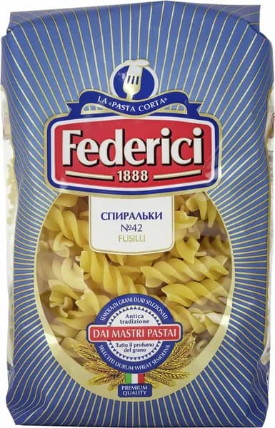 Макароны спирали Federici Fusilli №42 высший сорт, 400г