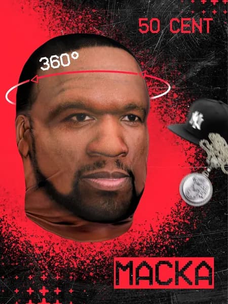Карнавальная тканевая маска НА ЛИЦО 50cent Фифти Сент