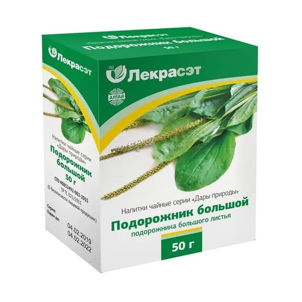 Чайный напиток Лекра-СЭТ Подорожник листьячайный напиток, 50г