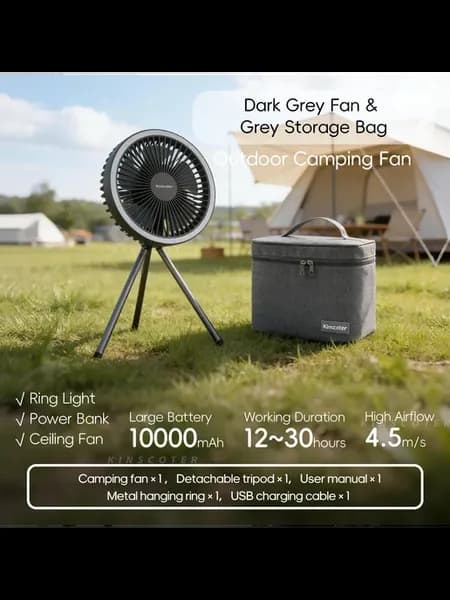 Портативный перезаряжаемый вентилятор HUMI Серый, Pro Grey w