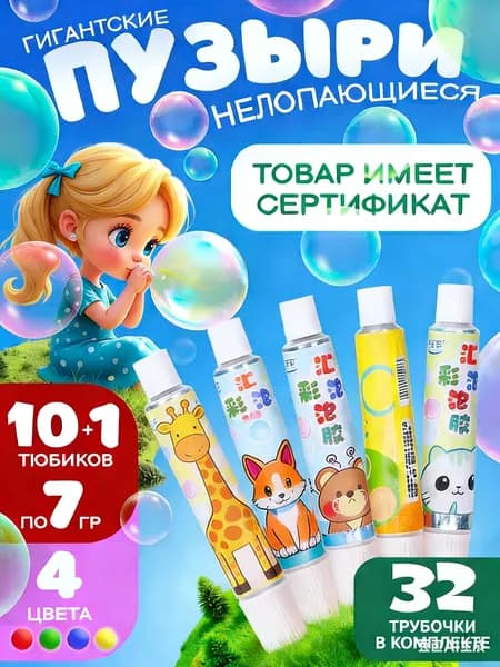 Нелопающиеся пузыри с трубочкой 10шт+1
