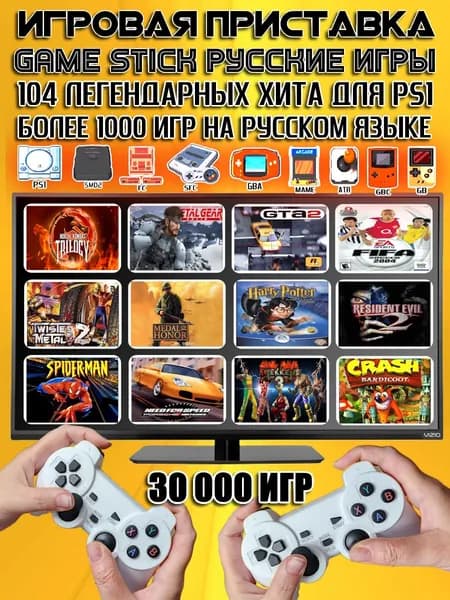 Портативная детская игровая детская приставка Game Stick Model 2026 64ГБ русские игры