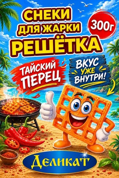 Снек, хворост, чипсы для жарки "Решётка" со вкусом "Тайский перец". Деликат, 300гр.