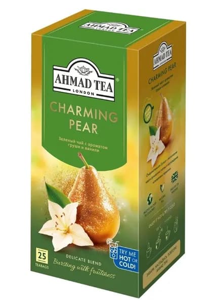 Ahmad Tea Charming Pear зелёный с ароматом груши и ванили 25 пак. 1,5 г, 1 уп