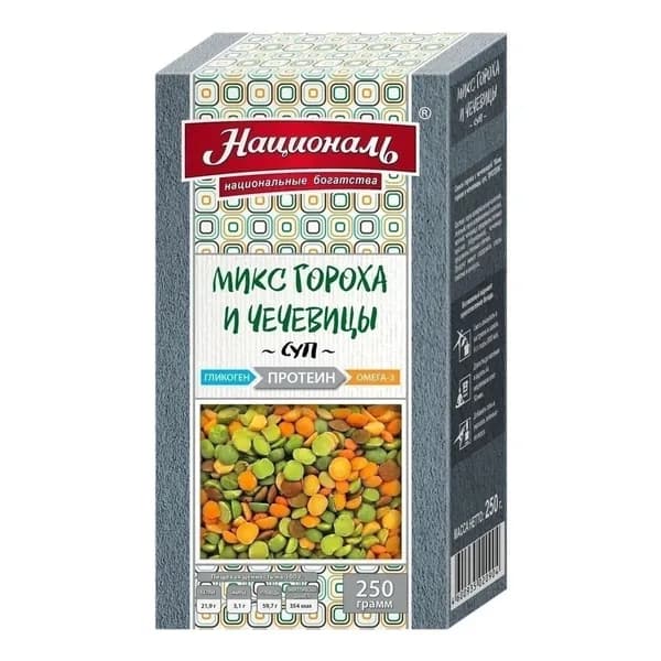 Смесь Националь Суп Протеин Микс гороха и чечевицы 250 г