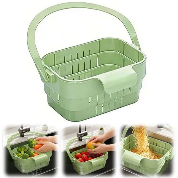 Складной дуршлаг для раковины с крючком и откидной крышкой