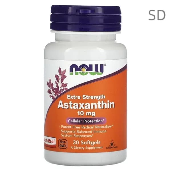 NOW, Astaxanthin, Астаксантин повышенной силы, 10 мг, 30 капсул